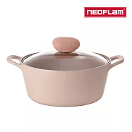 NEOFLAM Sherbet蜜桃雪酪系列 22cm雙耳湯鍋含玻璃蓋(IH適用/不挑爐具/可直火)