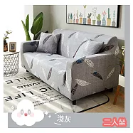 【巴芙洛】簡單布置居家彈性柔軟2人沙發套 簡單/淺灰