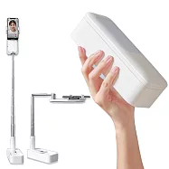 □全新設計!! 一體式收納多功能 V6藍芽立體光美顏補光燈 網美直播支架□360度任意轉換 全景俯拍 直播 視訊 自拍棒 手機支架 NCC審核認證 白色