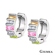 GIUMKA耳扣耳環 風格派對 穿耳易扣耳環 夾鑲鋯石CZ 日常質感耳飾 精鍍正白K多色任選 MF07011 銀色彩鋯