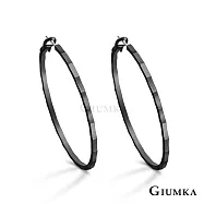 GIUMKA 抗過敏鋼針 華麗圈圈 精鍍正白K/黑金/黃K 寬 0.19 CM 針式耳環 一對價格 MF020004 黑色 ‧約 4.0 CM