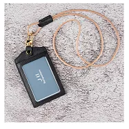 J II 卡套-馬鬚紋牛皮雙卡證件套- 直式黑色