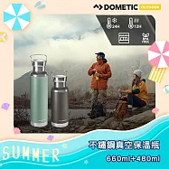 ★瑞典戶外領導品牌首次推出★DOMETIC 不鏽鋼真空保溫瓶660ml+480ml組合 青苔綠+礦石灰