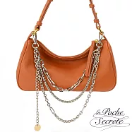 La Poche Secrete側背包 簡約真皮時髦鍊帶4WAYS側斜背包- 焦糖咖