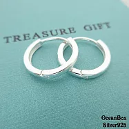 白金/素銀/金色。質感亮面圈圈針式易扣925純銀耳環 白金1.6cm