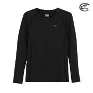 ADISI 女TACTEL長袖快乾排汗圓領上衣AL1811142 (S-XL) / UPF50+ 抗紫外線 防曬 彈性 速乾 XL 黑色