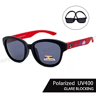 【SUNS】兒童彈力太陽眼鏡 可愛卡通熊 寶麗來鏡片 抗UV400 黑框紅腳