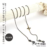 【Sayaka紗彌佳】歐美時尚單邊四葉草造型太陽眼鏡鏤空金屬鍊防滑鍊 -黑色