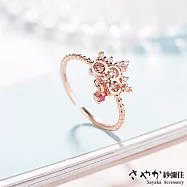 【Sayaka紗彌佳】925純銀奢華感鏤空皇冠造型垂墜紅寶石鑲鑽戒指 -玫瑰金