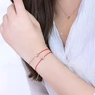 【Emi 艾迷】明星同款完美鋯石轉運紅繩手鍊 紅繩款-玫瑰金