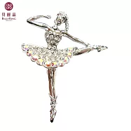 BILLY KING 貝麗晶 【天鵝湖芭蕾舞者系列-39】(BK239-白) 抬腳芭蕾舞者胸針-白鑽