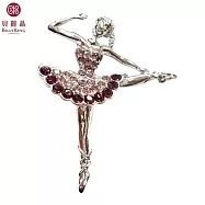 BILLY KING 貝麗晶 【天鵝湖芭蕾舞者系列-39】(BK239-紫) 抬腳芭蕾舞者胸針-紫鑽