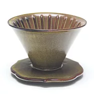 MILA 手作燒陶自然釉咖啡濾杯02(台灣製造)-茶墨