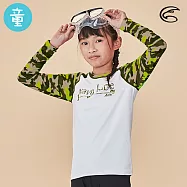 ADISI 童抗UV圖騰防磨防曬長袖上衣(舒適版) AR2113077 (防磨衣、水母衣、防曬衣) 160 芽白/螢光綠迷彩