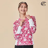 ADISI 女半門襟抗UV印花防磨防曬長袖上衣(舒適版) AR2113075 (防磨衣、水母衣、防曬衣) L 花花世界印花