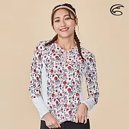 ADISI 女半門襟抗UV印花防磨防曬長袖上衣(舒適版) AR2113075 (防磨衣、水母衣、防曬衣) M 古典玫瑰印花