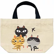 糸井忠晴(知名水墨家)舊町屋&貓系列 30CM版純棉購物提袋 三喵行必有魚