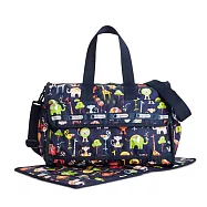 LeSportsac 印花尼龍媽媽包含包尿布墊 深藍底動物園