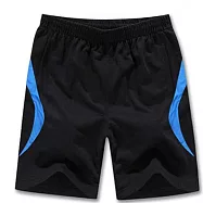 【MANGO SHOP】速乾透氣拉鍊口袋休閒運動短褲(M-2XL) 6#M-藍