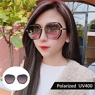 韓流偏光太陽眼鏡 時尚個性多邊形墨鏡 抗UV400 防眩光 3163 黑框漸層灰紫