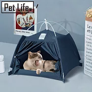 Pet Life 折疊可拆洗棉麻寵物帳篷/小型貓狗遊戲屋/貓狗窩 藏青色