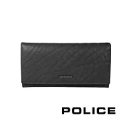 【POLICE】限量1折 義大利潮牌 頂級小牛皮鈕扣翻蓋長夾 全新專櫃展示品(雷諾系列)