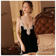 久慕雅黛 DRAIMIOR水溶蕾絲華麗絲絨睡衣。(三色) 黑色