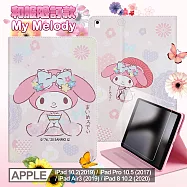 My Melody美樂蒂2020/2019 iPad 10.2吋/Air/iPad Pro 10.5吋 和服精巧款平板保護皮套+9H玻璃貼