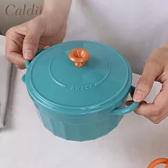 【Caldo卡朵生活】直紋雙耳不鏽鋼泡麵碗 800ML 孔雀綠