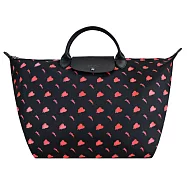 LONGCHAMP X EU王者聯名LE PLIAGE系列尼龍短把手提旅行袋(大) 黑