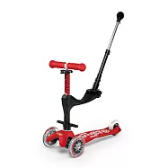 【Micro 滑板車】Mini 3in1 Deluxe Plus (附家長後推桿) - 紅色