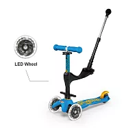 【Micro 滑板車】Mini 3in1 Deluxe Plus (附家長後推桿Xled發光輪) - 海洋藍
