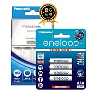 【Panasonic 國際牌】BQ-CC17 智控 4 槽電池充電器 + eneloop 鎳氫充電電池-標準款(4號4入)