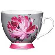 《KitchenCraft》高腳骨瓷馬克杯 | 水杯 茶杯 咖啡杯 - 牡丹灰400ml