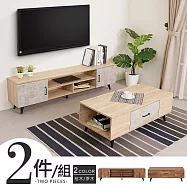 Homelike 喜家居客廳二件組(二色)(160cm電視櫃+茶几)(2136) 原木色