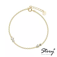 STORY故事銀飾-SOLITAIRE DUO 雙重奏晶鑽純銀手鍊-黃K金/白K金 黃K金_正常鍊
