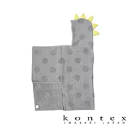 【日本愛媛 KONTEX】今治純棉小恐龍連帽浴巾 (淺灰) | 鈴木太太公司貨