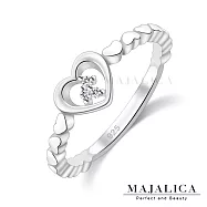 MAJALICA單鑽女戒S925純銀戒指尾戒 愛的祝福求婚銀戒子 PR9031 美國圍4號|內直徑約1.49CM