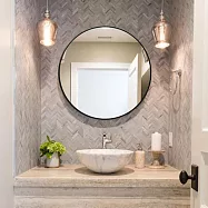 【H&R 安室家】50cm軒尼詩 智能LED發光觸控圓型燈鏡 ZA0203(掛鏡/浴鏡/化妝鏡/鏡子)