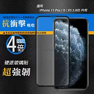 CB硬派強化4倍抗衝擊 iPhone 11 Pro / X / XS 5.8吋 共用 鋼化疏水疏油玻璃保護貼(黑)