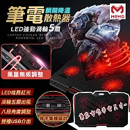 【MEMO】渦輪五風扇筆電散熱架-冰派黑紅(NX-05)