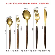 【DR.Story】北歐餐具職人手感仿實木柄餐具5件組 (叉子 湯匙 牛排刀 水果叉 咖啡勺) 經典復刻尖頭木柄系列