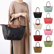 LONGCHAMP LE PLIAGE系列長把再生尼龍摺疊水餃包(中) 黑