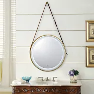 H&R安室家 里昂皮帶 智能LED發光觸控燈鏡 ZA0200(掛鏡/浴鏡/化妝鏡/鏡子) 金色