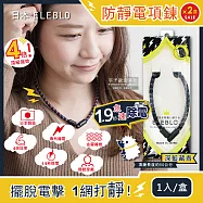 (2盒超值組)日本ELEBLO-頂級4倍強效螺紋編織防靜電項鍊-深藍藏青色1入/盒(1.9秒急速除靜電) 深藍藏青色
