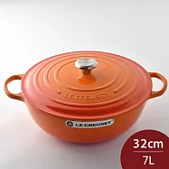 Le Creuset 典藏媽咪鑄鐵鍋 32cm 7L 火焰橘 法國製 媽咪鍋 炒鍋 燉鍋 湯鍋 (電磁爐 IH爐可用)