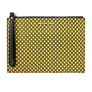 MICHAEL KORS NEW YORK CITY滿版字母方格印花大手拿包- 黃