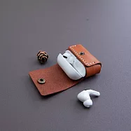 Be Two 手工皮件 ∣ airpods pro 耳機收納包 真皮皮革皮套 【棕色牛皮+菇菇】