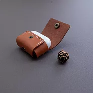 Be Two 手工皮件 ∣ airpods pro 耳機收納包 真皮皮革皮套 【棕色牛皮+草莓】