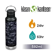 【美國Klean Kanteen】窄口運動不鏽鋼保溫瓶-592ml黑色迷彩